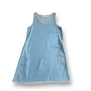 Statement Blue Lyocell Scalloped Hem Sleeveless Dress Women's Size Small Summer